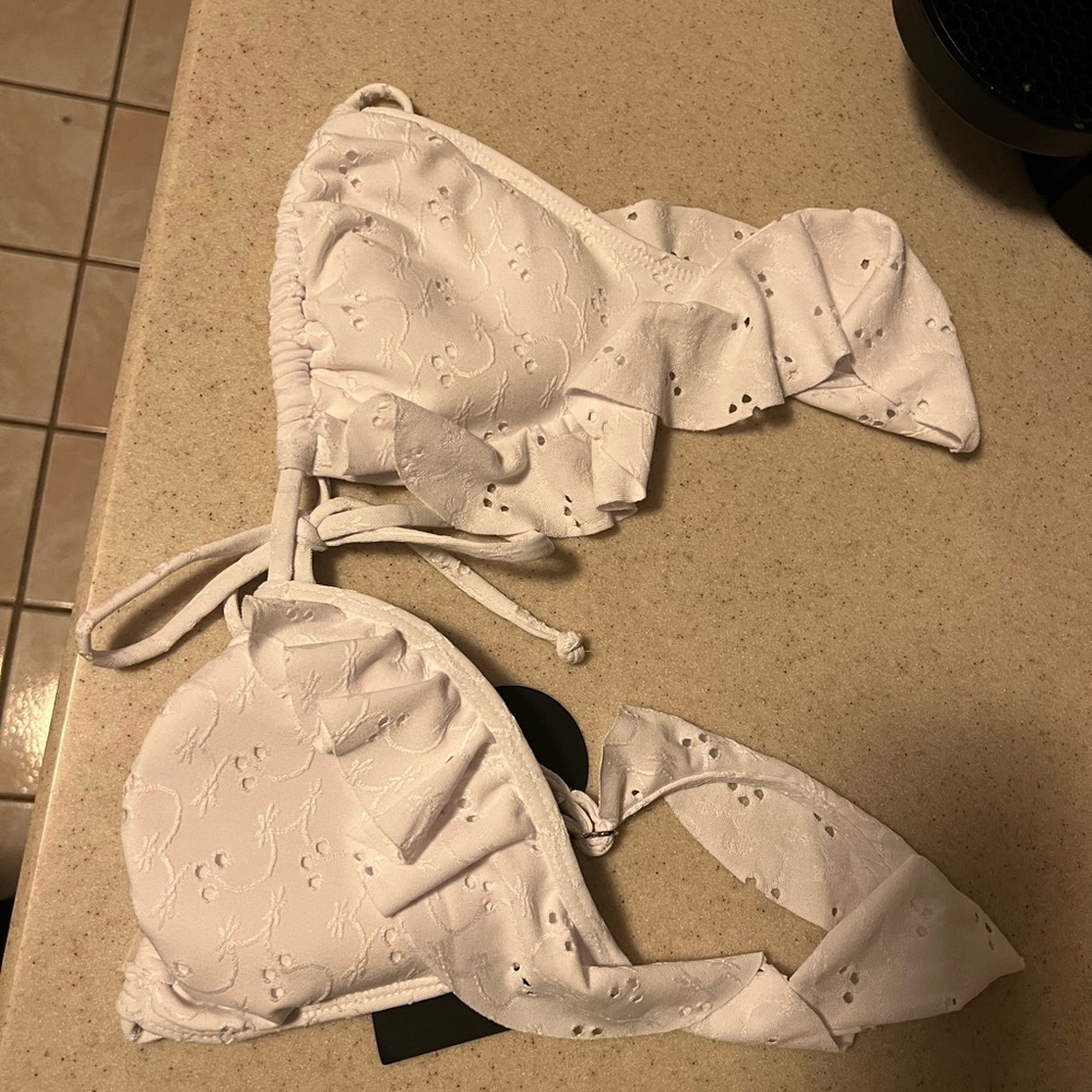 White Eyelet Bikini Top
